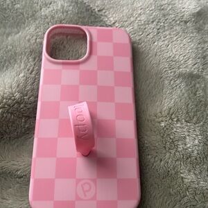 Pink Checkered Phone Case with Stand